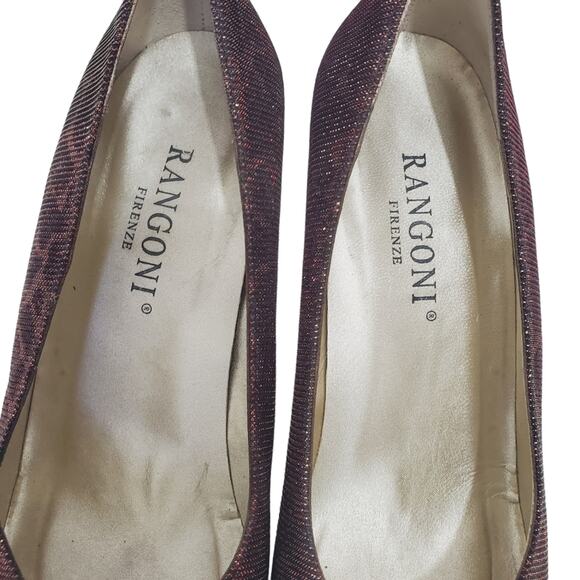 Rangoni Firenze | Color Shifting Gold Red Leopard Print Stiletto Point Toe Pumps - Picture 7 of 12